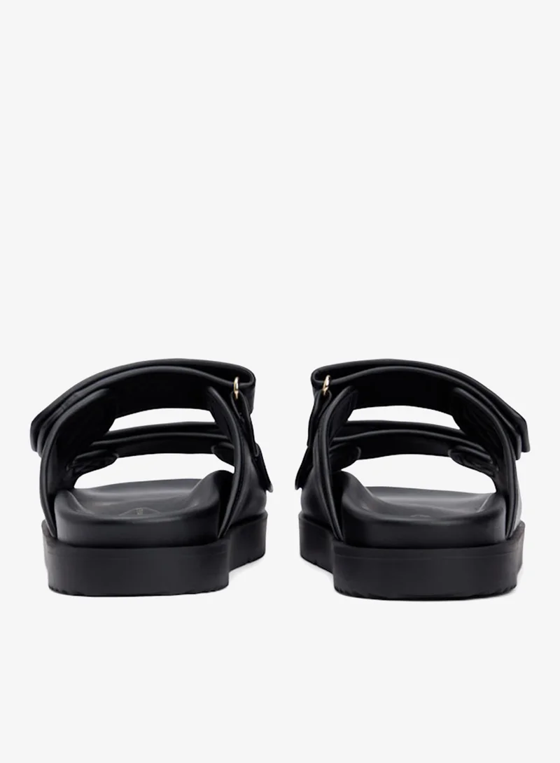 TOMMY HILFIGER  Leather Monogram Double Strap Sandals for Women | Best Price UAE